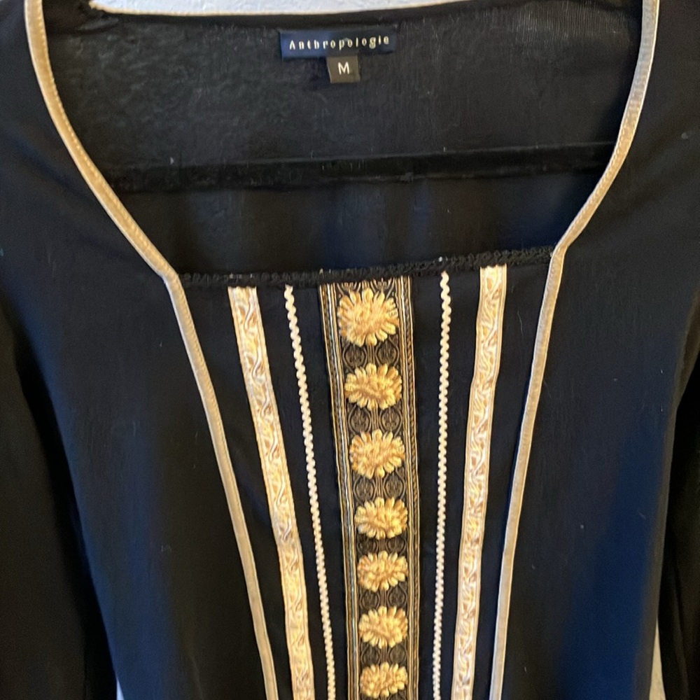 Anthropologie Shirt Gold Detailing Yet Casual Van Dress Up With Jewelry M! - Picture 8 of 8